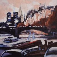 NOTRE DAME VU DU QUAI HENRI IV - Claude-Max Lochu - Artiste Peintre - Paris Painter